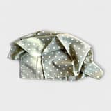 Olive green dog bandana with white polka dots, good condition
