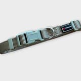 Freedog collar shown from the side, highlighting material and stitching in like-new condition