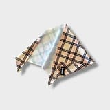 Tazz Furburry dog bandana, chequered in red, beige and dark blue, tied and in like new condition