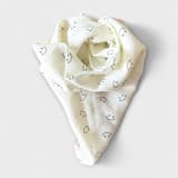 White second-hand dog scarf with happy smiley faces fabric, perfect for dogs