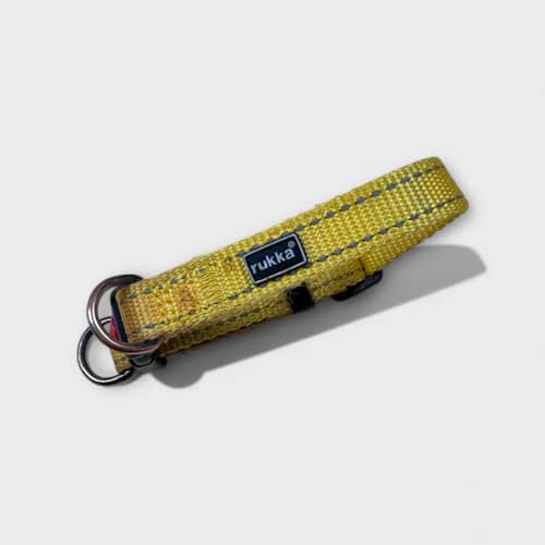Gult Rukka hundhalsband med reflexdetaljer, justerbart