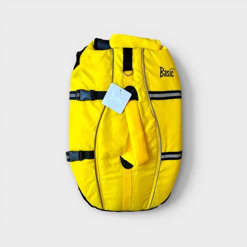 Basic Eco Basic Float flytväst för hund i gult och svart, storlek L, med reflexdetaljer