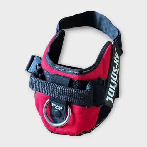 Red Julius-K9 Power Harness for dogs, size 58-76 cm, in good second-hand condition.