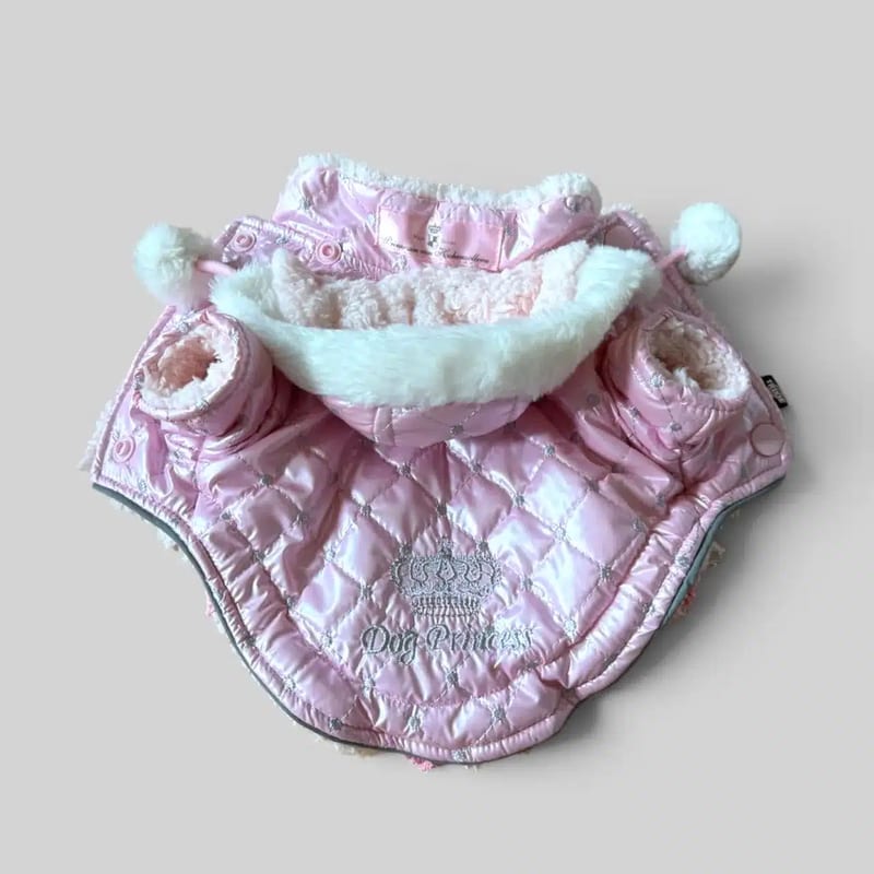 Trixie Dog Princess hundjacka 21 cm i metallisk rosa och vit, framifrån