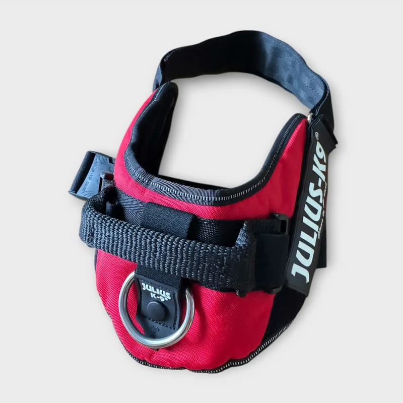 Red Julius-K9 Power Harness for dogs, size 58-76 cm, in good second-hand condition.