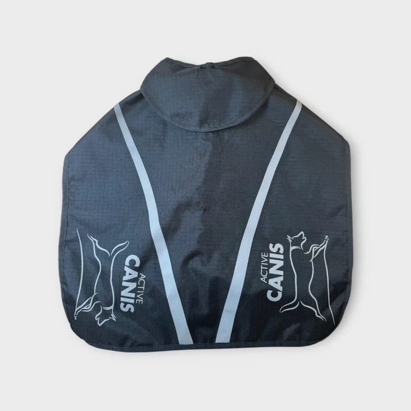 Grey Active Canis Reflex rain jacket for dog, size 45 cm, with reflective details for increased visibility. Second-hand pet apparel from SpringButiken.