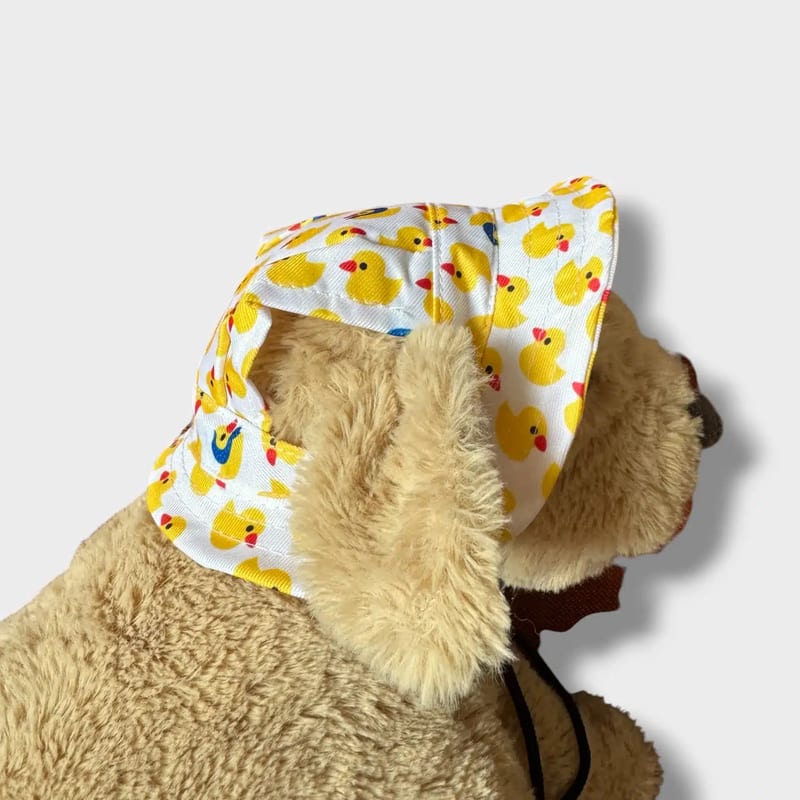 Yellow duck sun hat for small dogs, front view